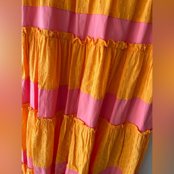 LDT Daphne Tie Shoulder Tiered Color Block Surplice V-Neck Drawstring Maxi Dress - Picture 7 of 11